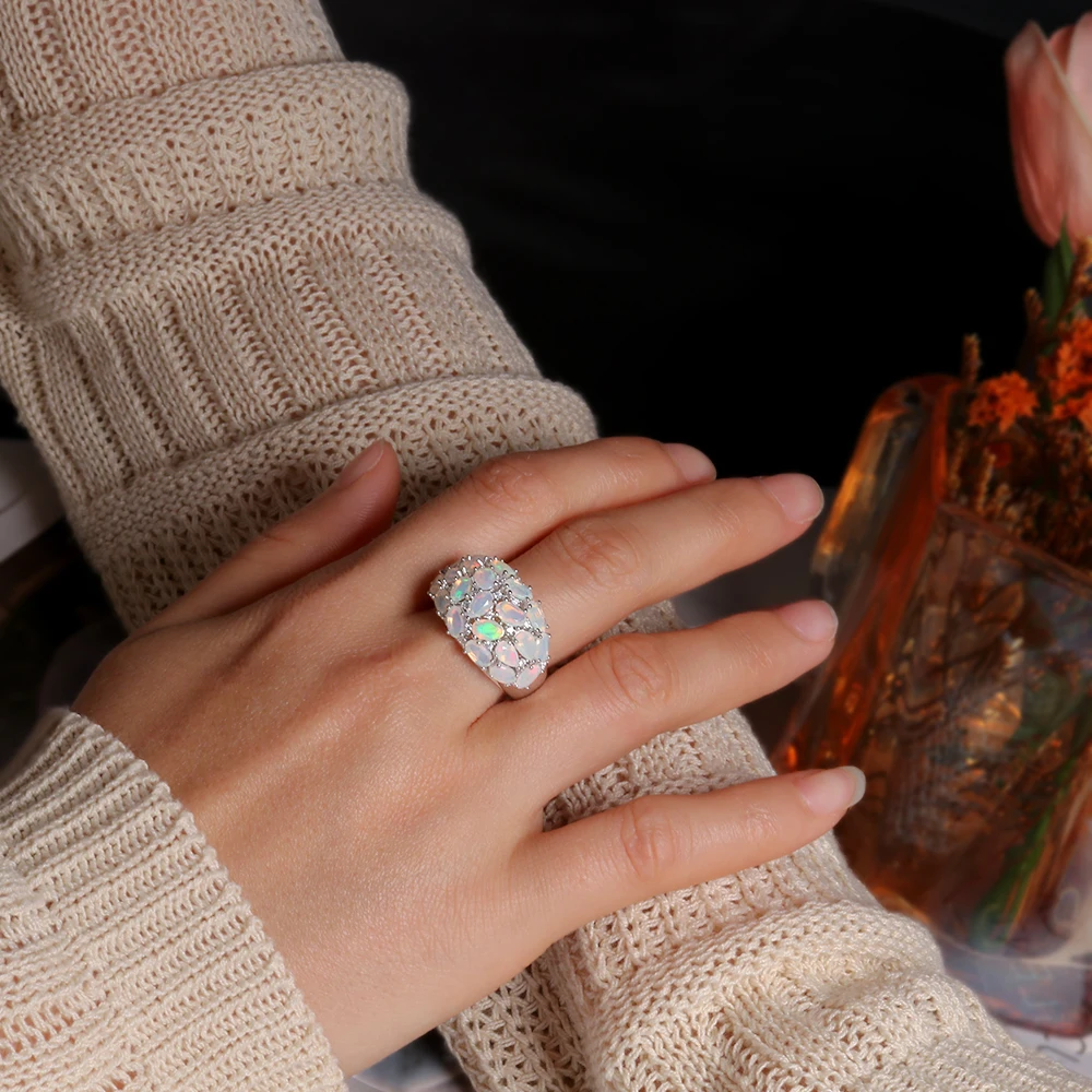 Celestial Bloom™ Opal Ring – 925 Sterling Silver