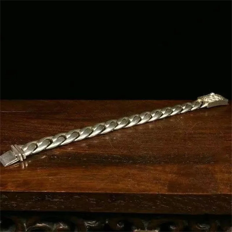 Old Tibetan Silver Lion Bracelet for Men