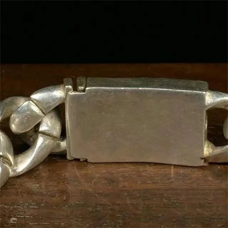 Old Tibetan Silver Lion Bracelet for Men