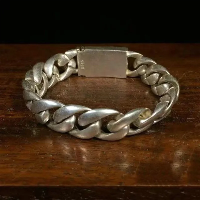 Old Tibetan Silver Lion Bracelet for Men