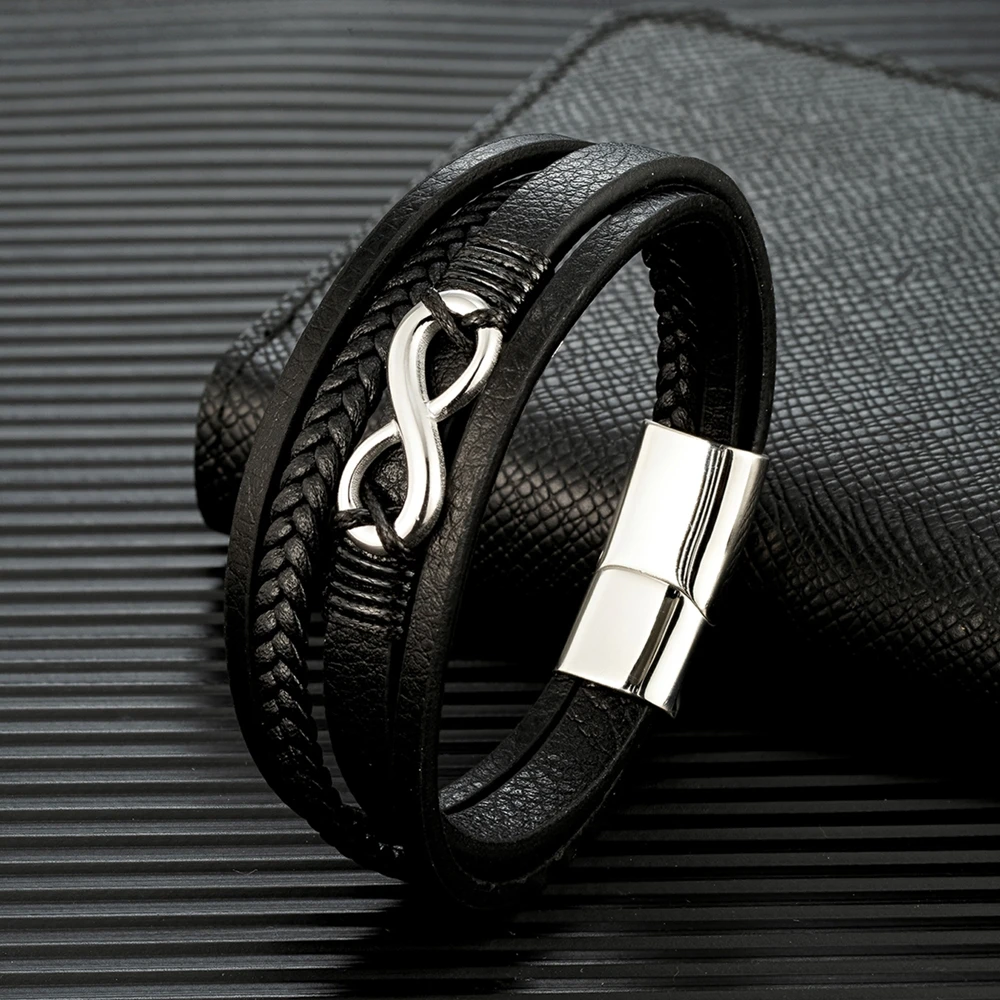 Braided Infinity Leather Bracelet