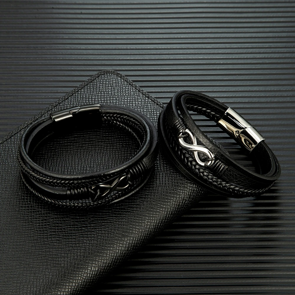Braided Infinity Leather Bracelet