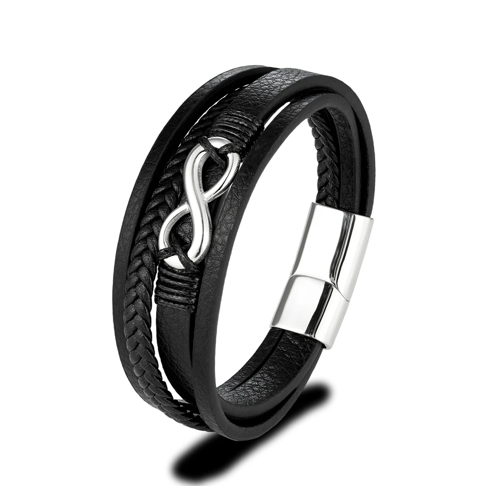 Braided Infinity Leather Bracelet
