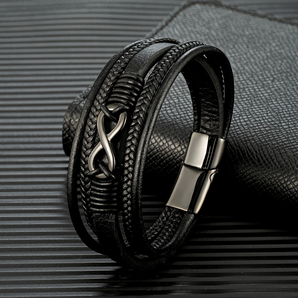 Braided Infinity Leather Bracelet