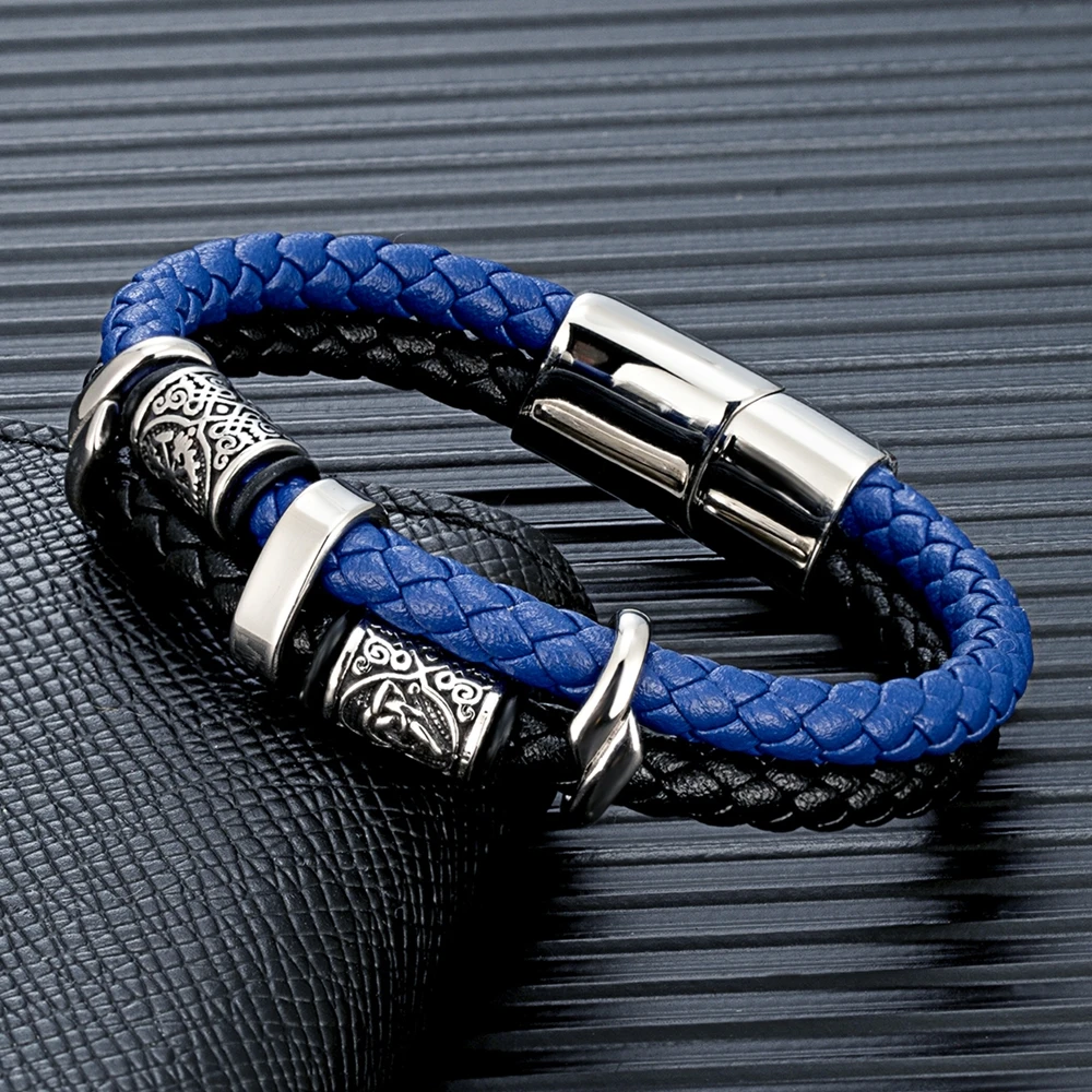 RuneRaid Series – Norse Compass Leather Bracelet