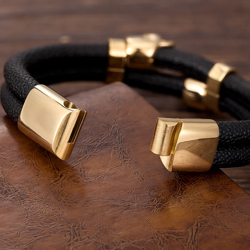 DeadRider™ – Double Skull Leather Bracelet