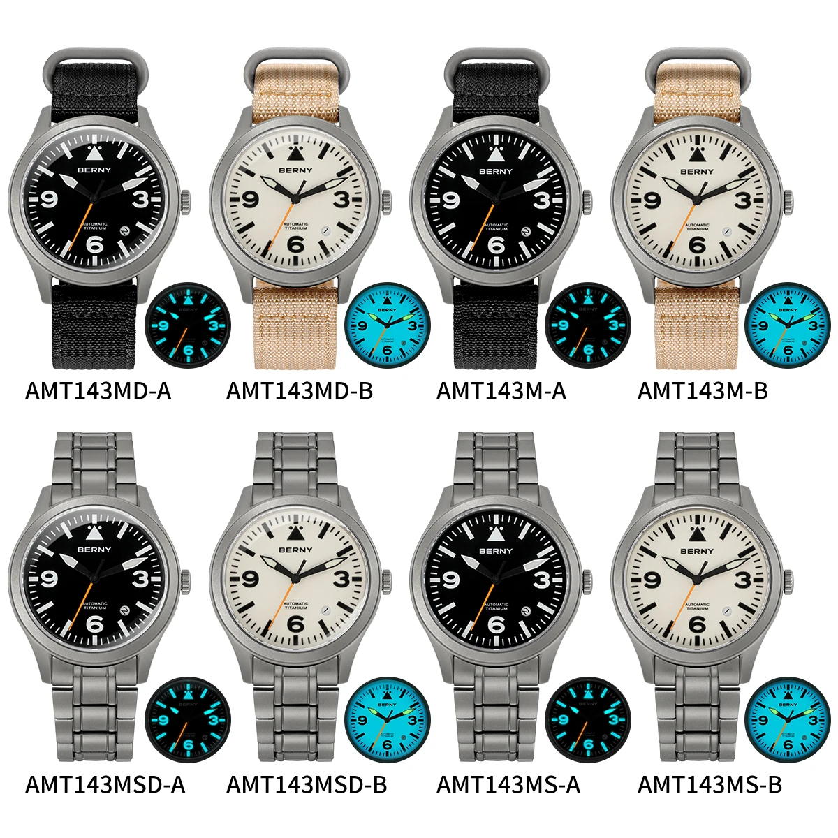 BERNY AM143M/AM143MD Titanium Pilot Watch