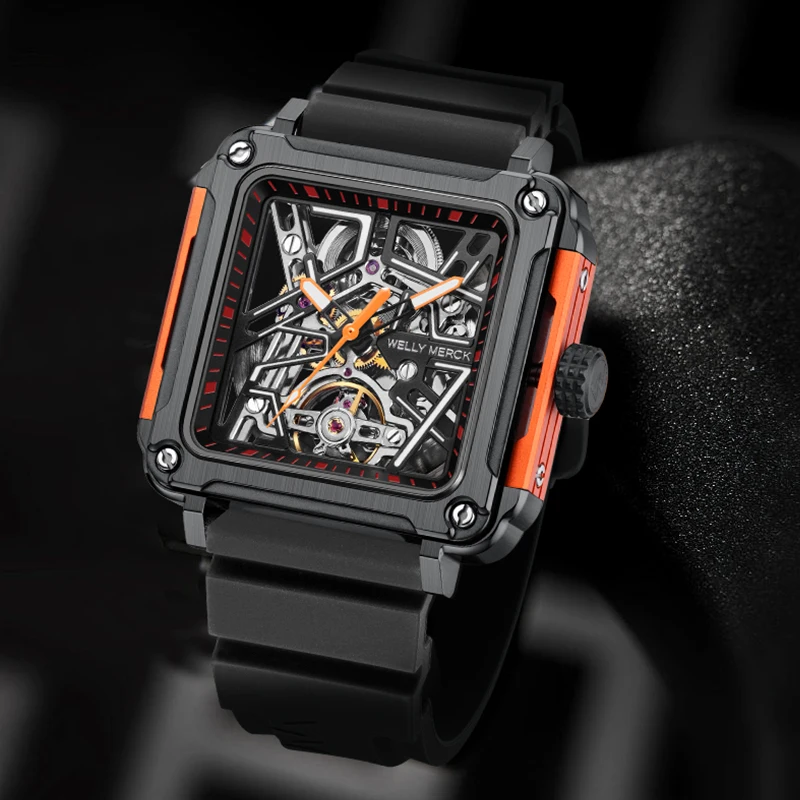 Welly Merck WM091 Square Skeleton Automatic Watch
