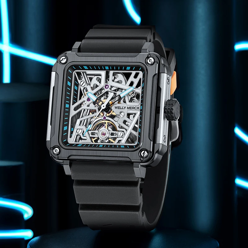 Welly Merck WM091 Square Skeleton Automatic Watch