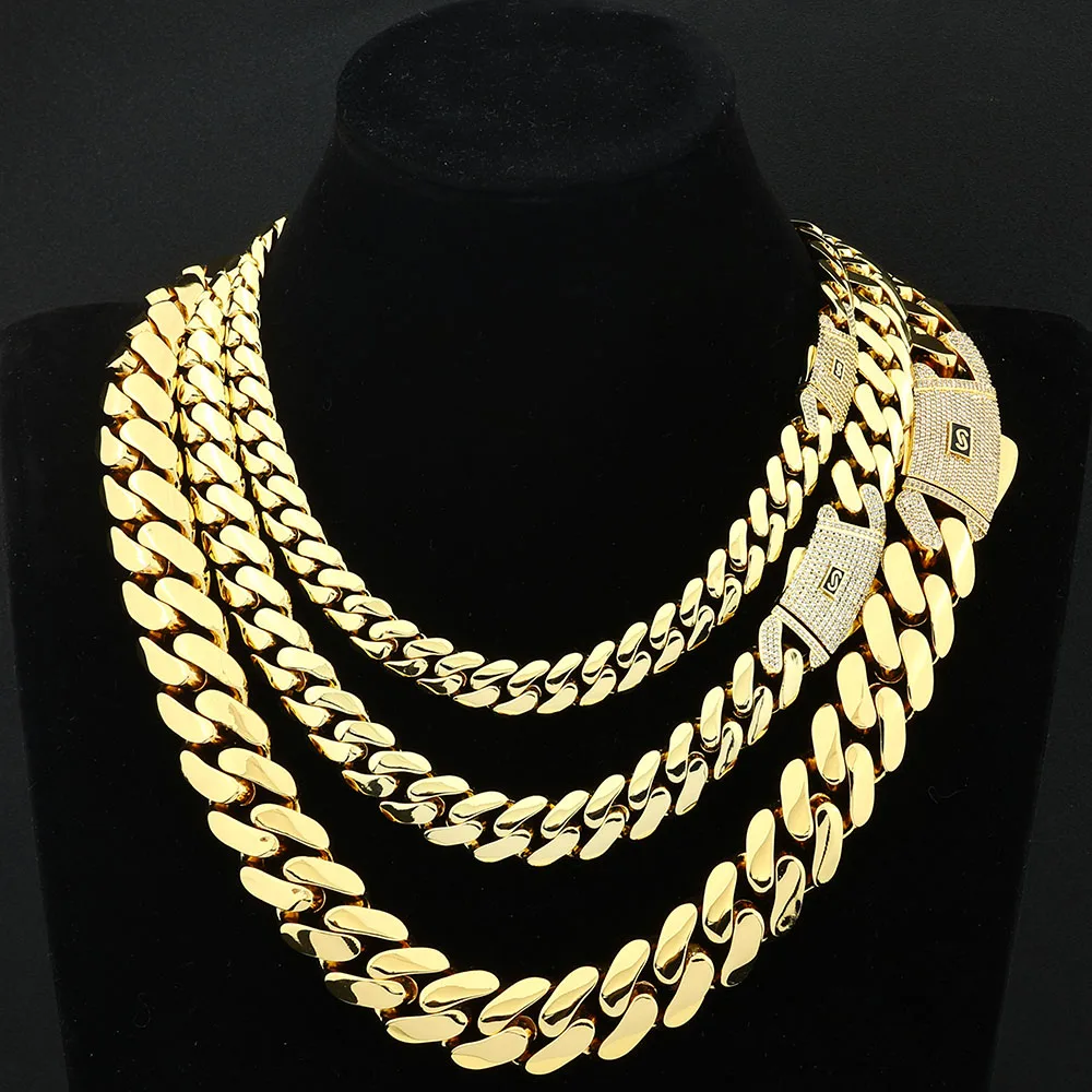 14K Gold Plated Monaco Chain – Bold Miami Link in 12MM, 15MM, 20MM