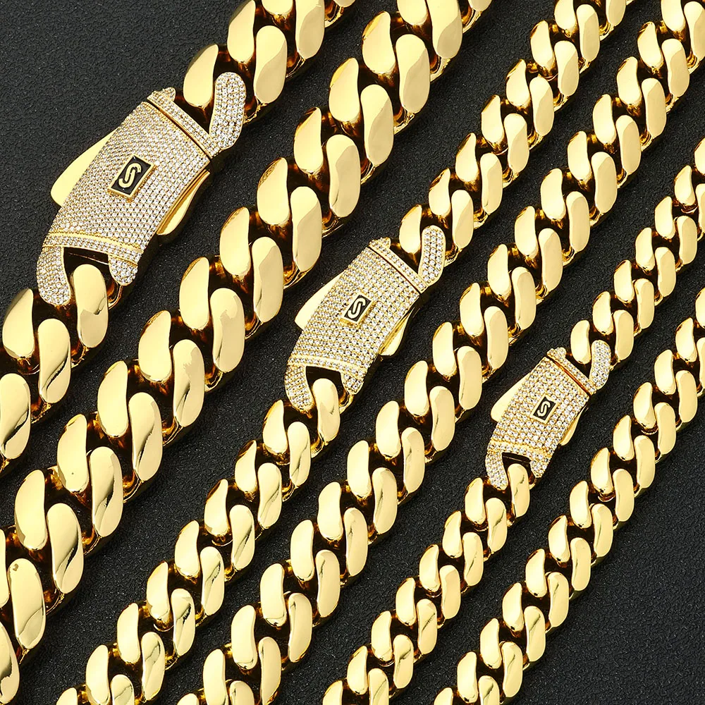 14K Gold Plated Monaco Chain – Bold Miami Link in 12MM, 15MM, 20MM