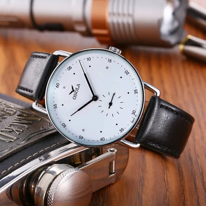 Minimalist Leather Watch for Men – ONOLA Ultra-Thin Waterproof Quartz Timepiece