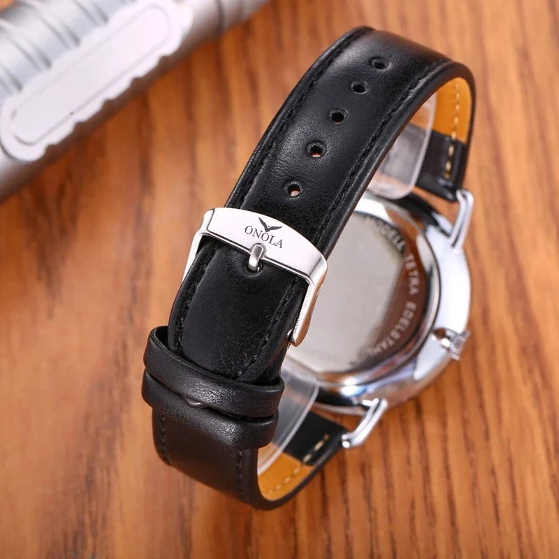 Minimalist Leather Watch for Men – ONOLA Ultra-Thin Waterproof Quartz Timepiece