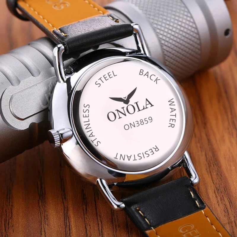 Minimalist Leather Watch for Men – ONOLA Ultra-Thin Waterproof Quartz Timepiece