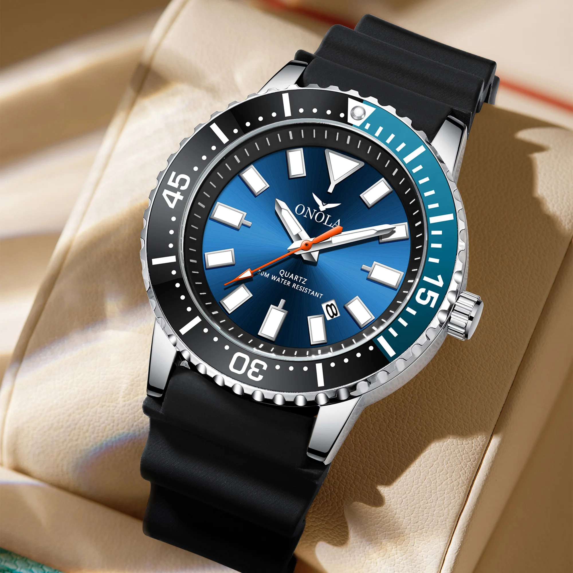 ONOLA Sports Watch for Men – Waterproof Rubber Strap, Quartz Movement