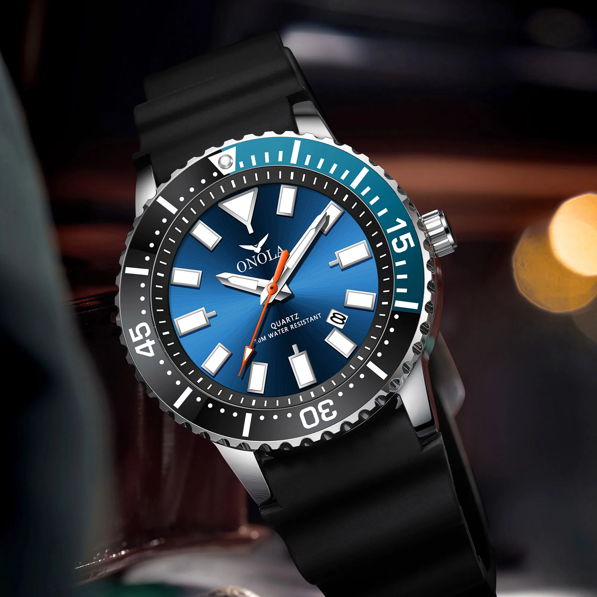ONOLA Sports Watch for Men – Waterproof Rubber Strap, Quartz Movement