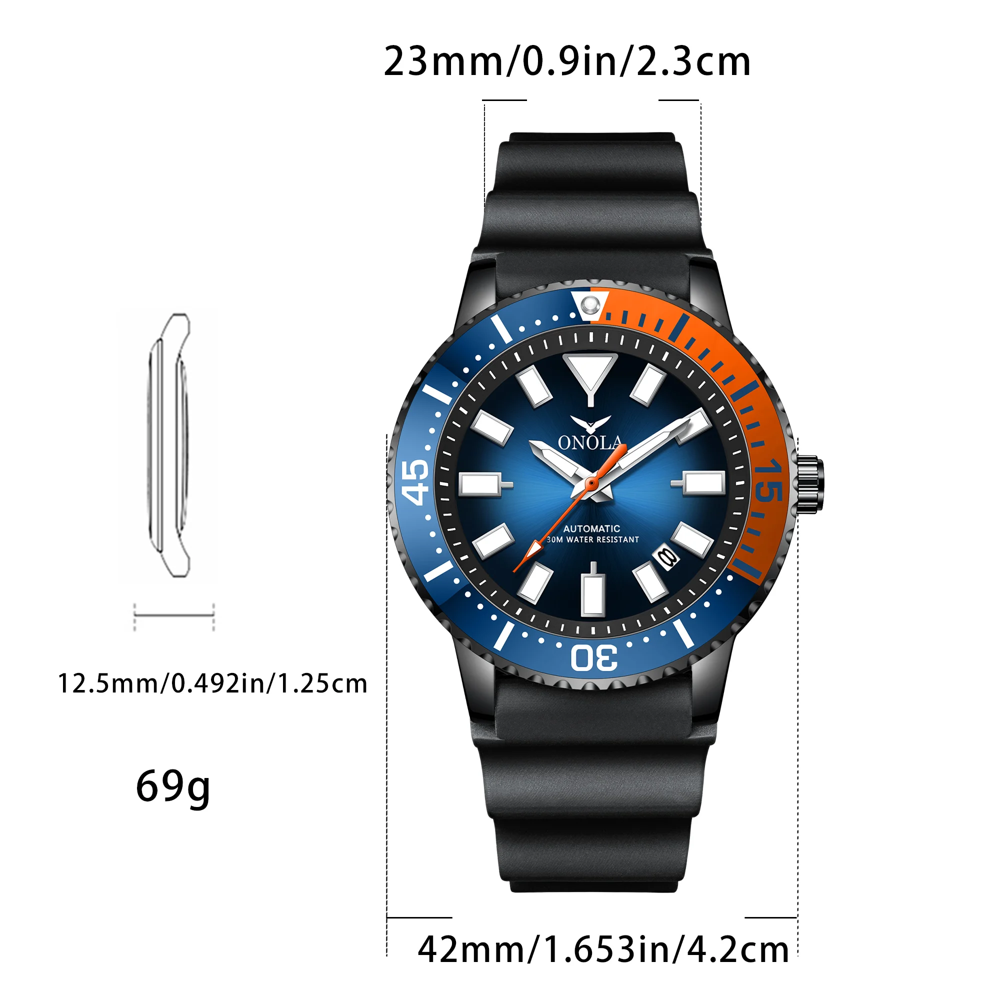 ONOLA Sports Watch for Men – Waterproof Rubber Strap, Quartz Movement