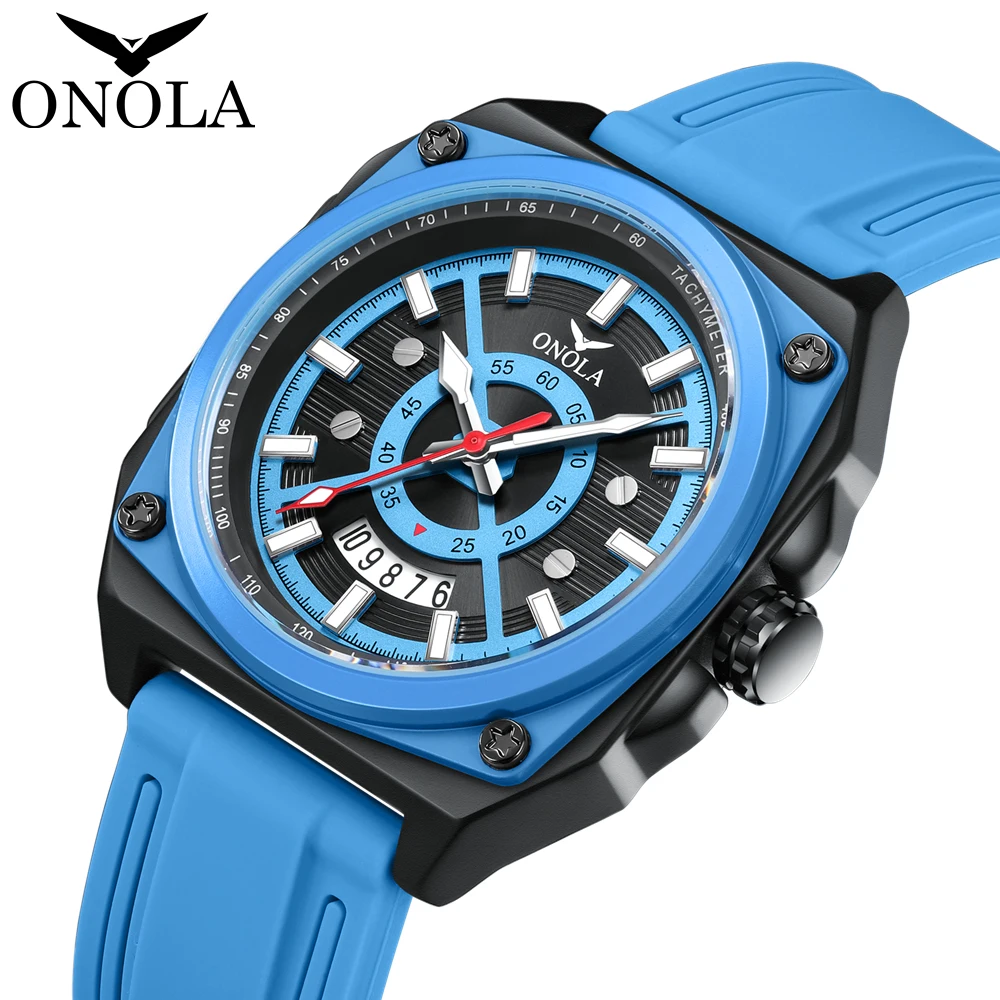 ONOLA 2025 Silicone Strap Watch – Bold Chrono for Men
