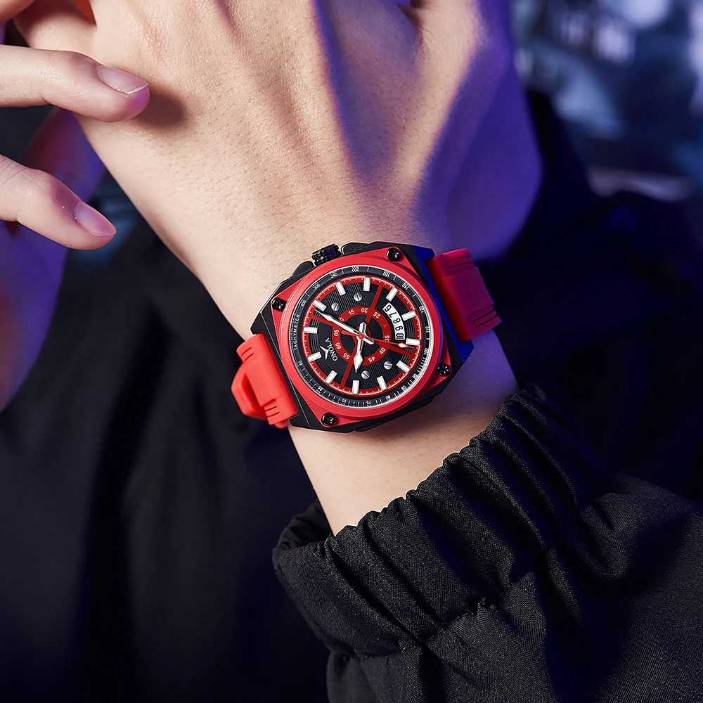 ONOLA 2025 Silicone Strap Watch – Bold Chrono for Men
