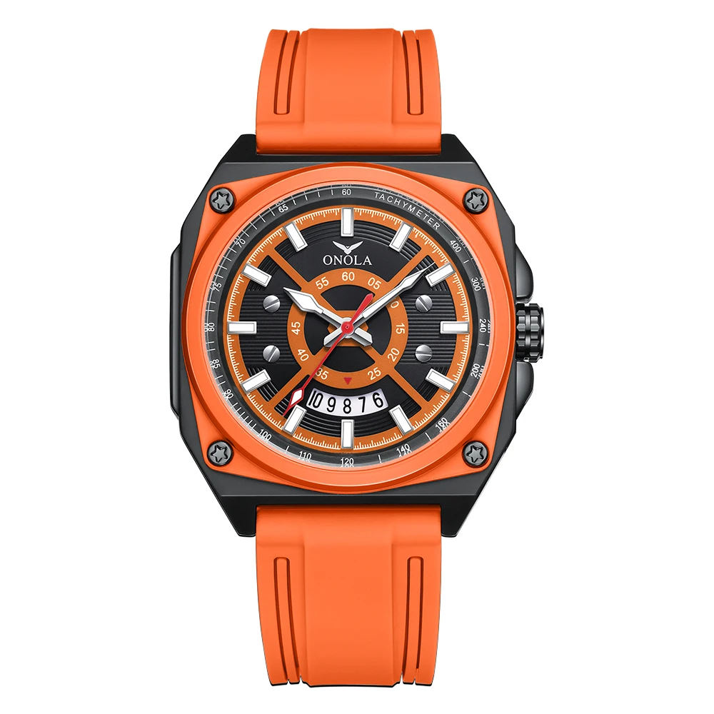 ONOLA 2025 Silicone Strap Watch – Bold Chrono for Men