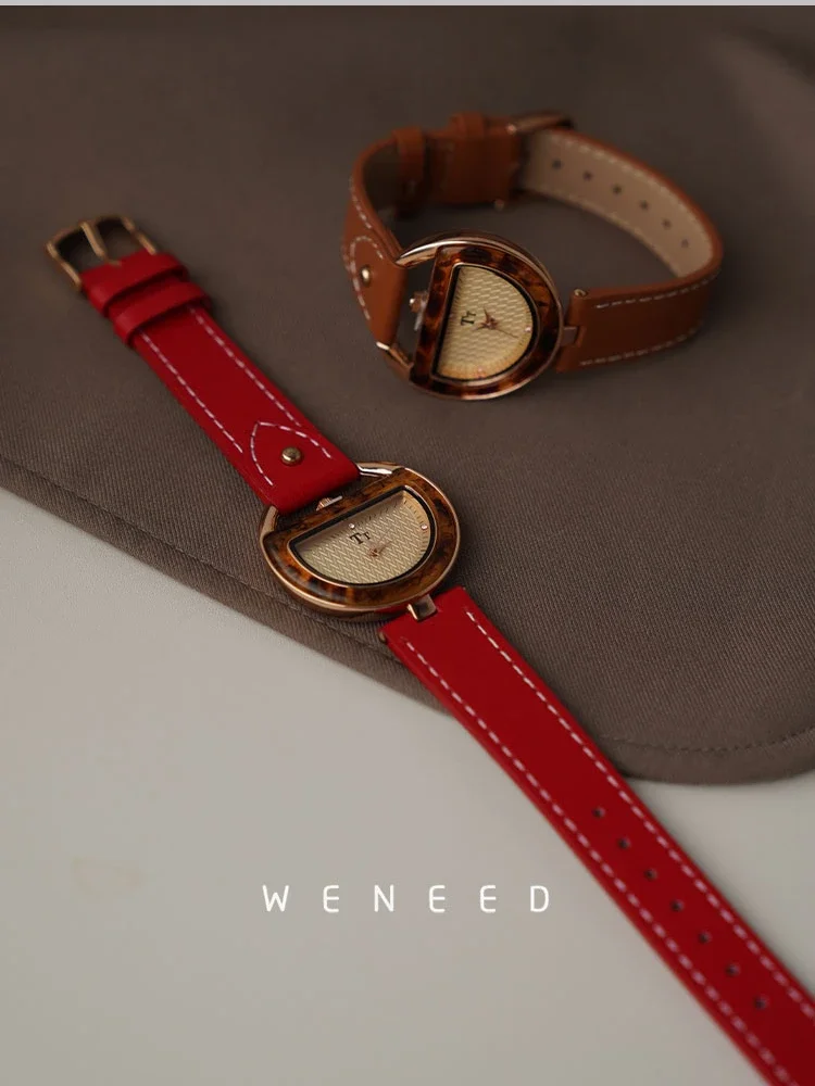 Vintage Women’s Leather Quartz Watch – Designer Dial with 30M Waterproof