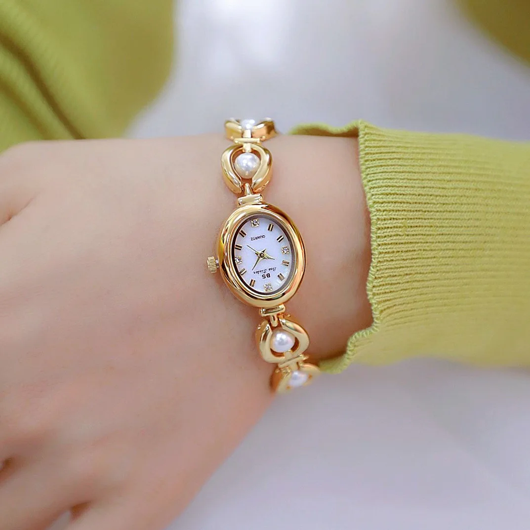 Elegant Pearl Bracelet Women’s Watch – Crystal Dial & Waterproof Design Women's Watches Color : Rose|Silver|Gold 