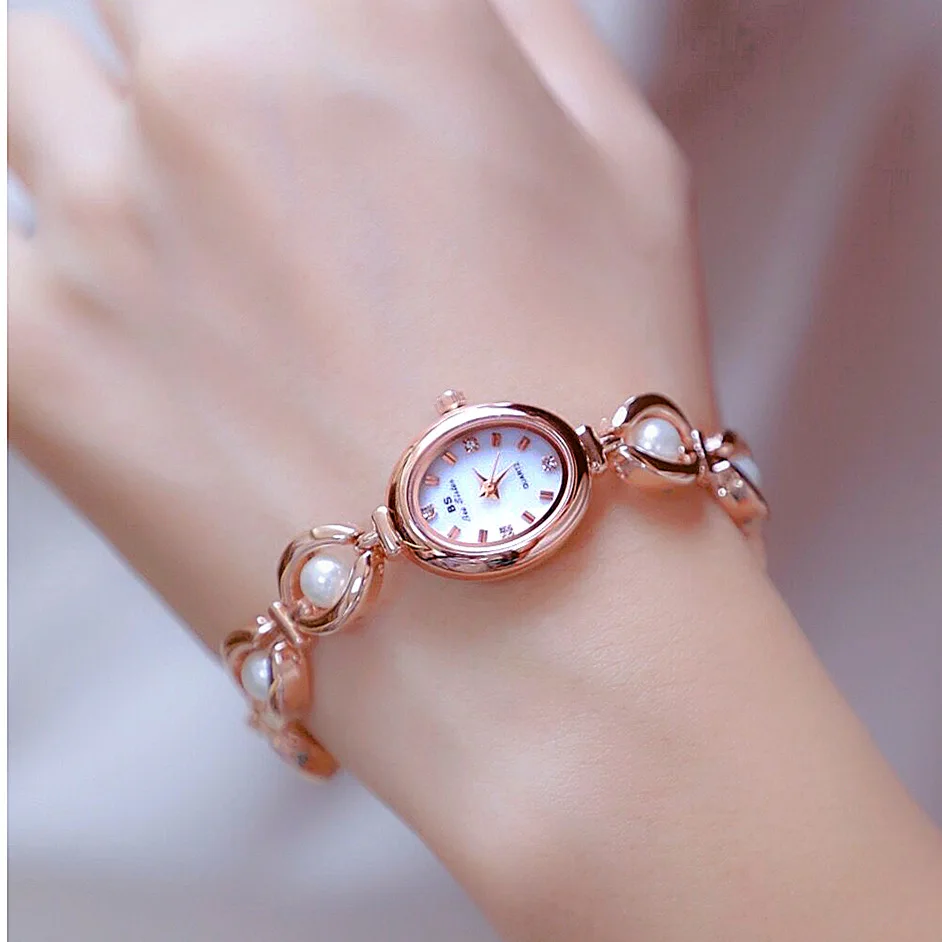Elegant Pearl Bracelet Women’s Watch – Crystal Dial & Waterproof Design Women's Watches Color : Rose|Silver|Gold 