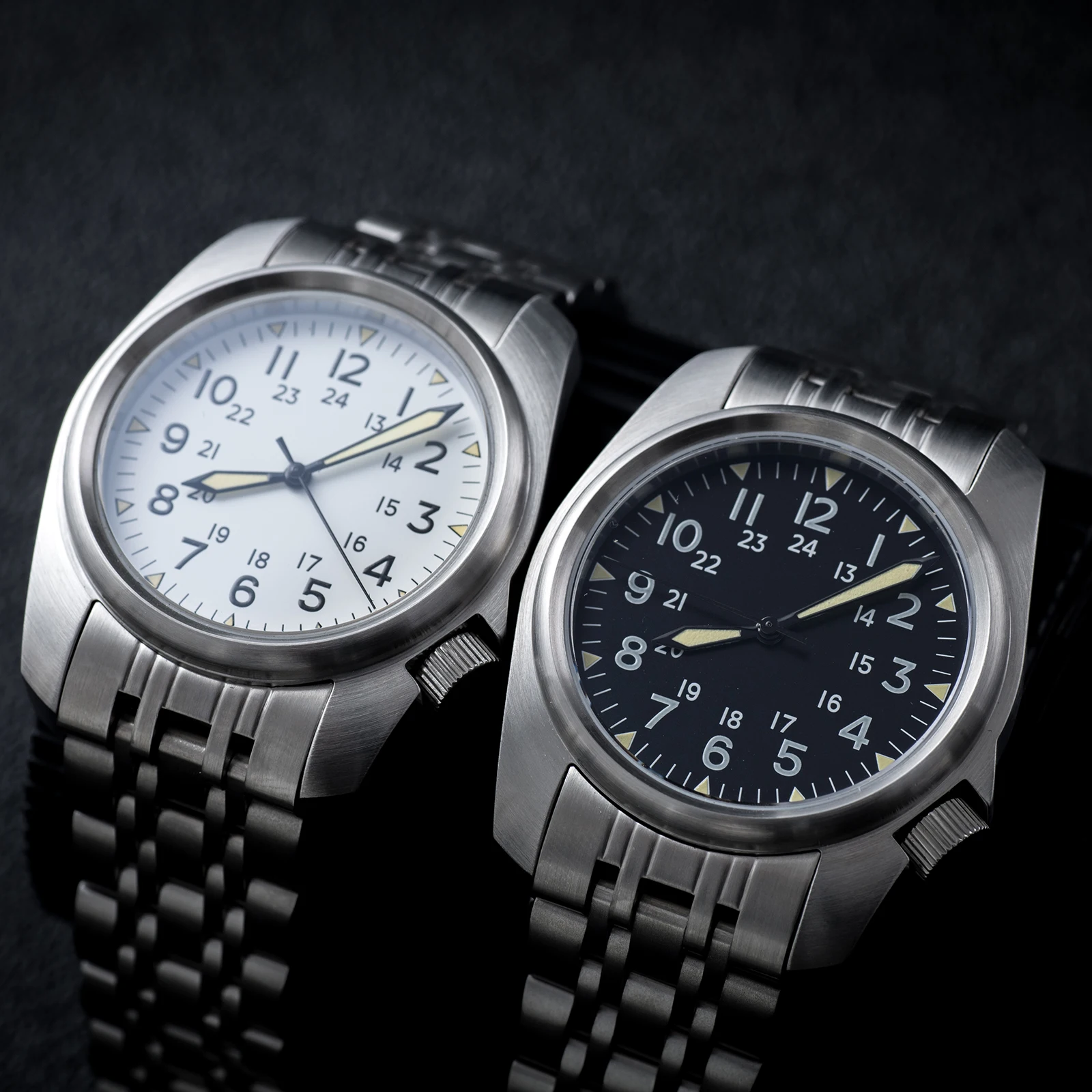 Men’s Sapphire Crystal Pilot Watch – 5ATM Waterproof Quartz with Stainless Steel Band Watches For Men Color : Black|White 
