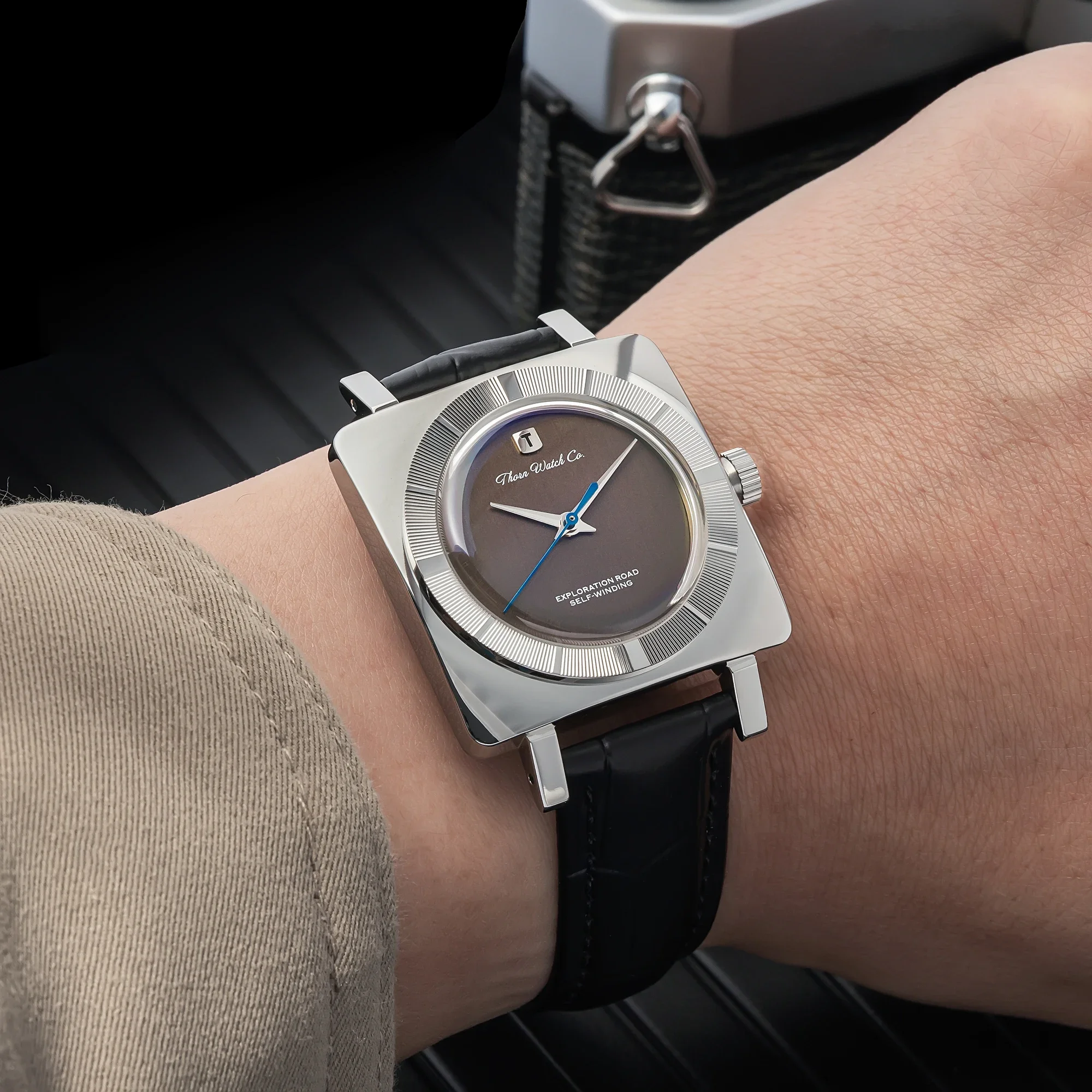 Thorn T016 Retro Watch – PT5000 Movement, 316L Stainless Steel, Domed Sapphire Crystal Watches For Men Color : Black 