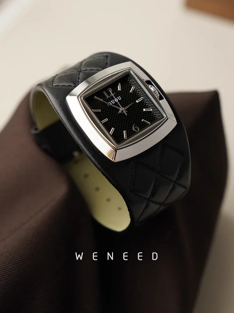 2025 Quilted Leather Square Dial Women's Watch Women's Watches Color : black|brown|grey 