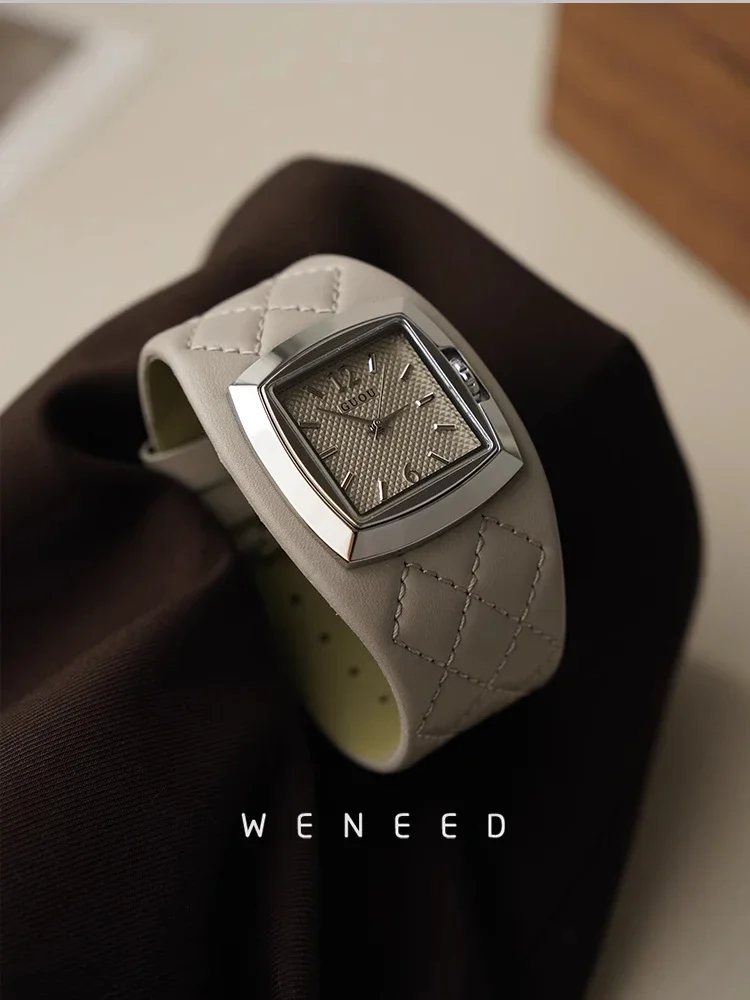 2025 Quilted Leather Square Dial Women's Watch Women's Watches Color : black|brown|grey 