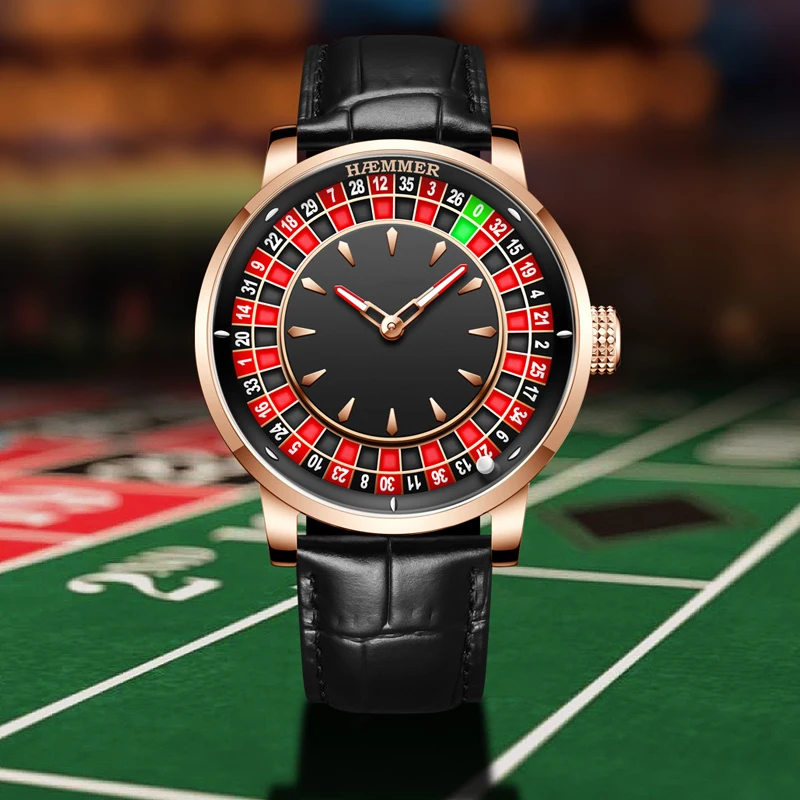 HAEMMER 2025 Casino Roulette Watch – Leather Strap & Automatic Movement Watches For Men Color : 5033-66|5033-33|5033-22|5033-55|5033-44|5033-77|5033-11|5033-88 