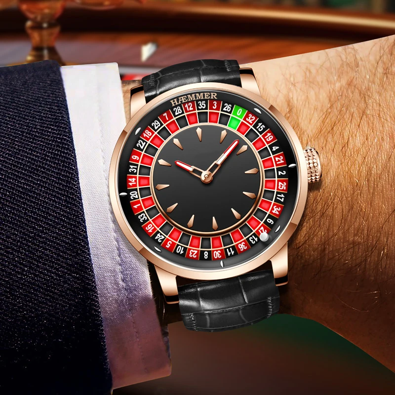 HAEMMER 2025 Casino Roulette Watch – Leather Strap & Automatic Movement Watches For Men Color : 5033-66|5033-33|5033-22|5033-55|5033-44|5033-77|5033-11|5033-88 