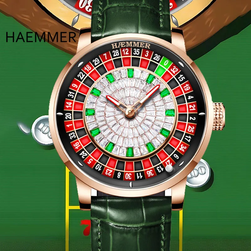 HAEMMER 2025 Casino Roulette Watch – Leather Strap & Automatic Movement Watches For Men Color : 5033-66|5033-33|5033-22|5033-55|5033-44|5033-77|5033-11|5033-88 