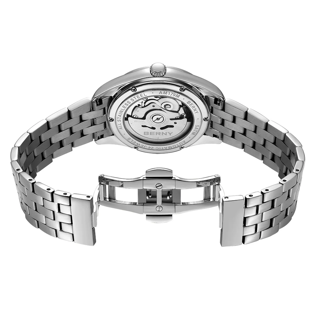 BERNY AM179M Men's Automatic Skeleton Watch – NH38 Movement, Stainless Steel, Sapphire Glass, 38.5mm Berny Watches Color : AM179M-GRN|AM179M-A|AM179M-LB|AM179M-YB|AM179M-YE|AM179M-B|AM179M-C 