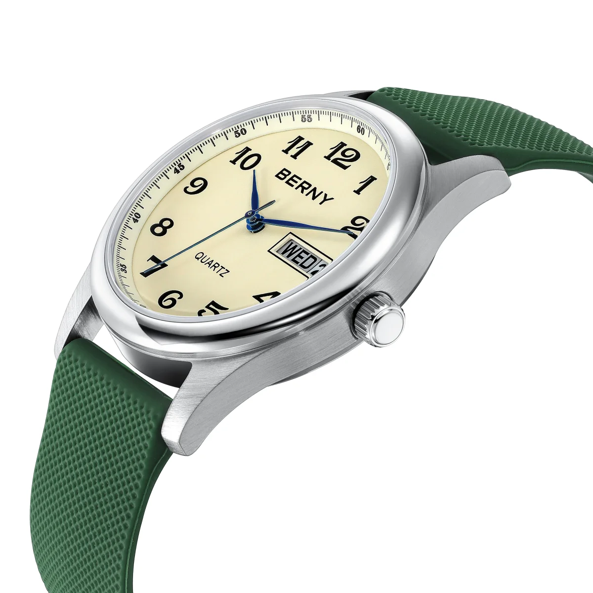 BERNY Men’s Automatic Stainless Steel Watch with Sapphire Crystal and Day-Date Display Berny Watches Color : 2685MSC-YE 