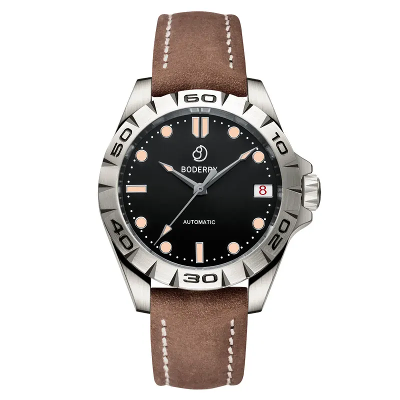 Boderry Urban Titanium Date Watch – Lightweight Mechanical Luxury Watches For Men Color : Green Brown|Blue Brown|Black Brown|White Brown 
