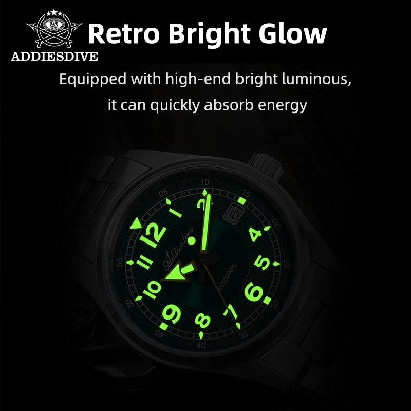 ADDIESDIVE AD2055 Automatic Watch – NH35 Movement, Sapphire Glass, 200M Waterproof Addiesdive watches Berny Watches Size : Japan NH35A 
