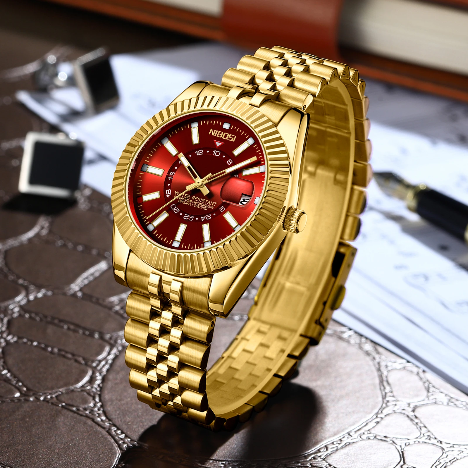 NIBOSI NI2638 Men's Quartz Watch – Stainless Steel, Calendar, Luminous, 3ATM Nibosi Color : 2|1|8|7|4|3|6|5 