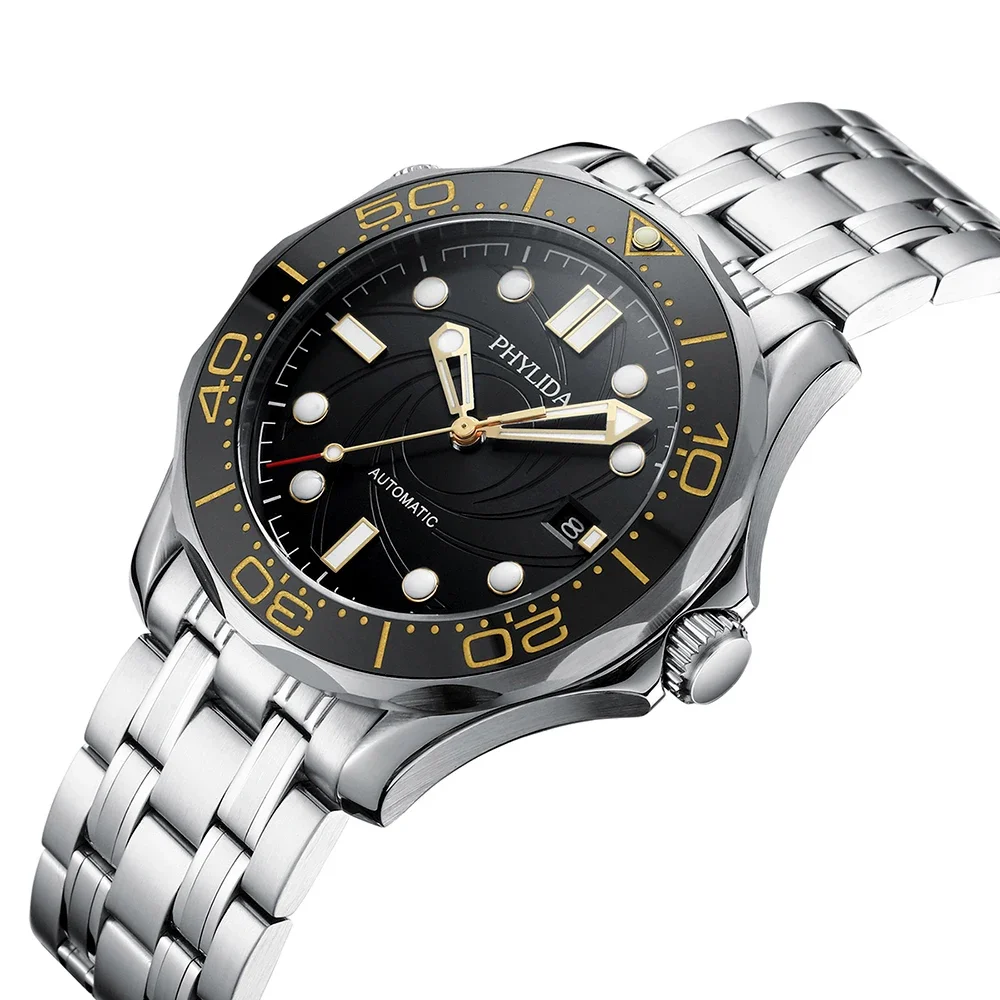 PHYLIDA 200M Black Diver Watch – Bond Style, Miyota Automatic Phylida Watches Color : Sterile|Branded 
