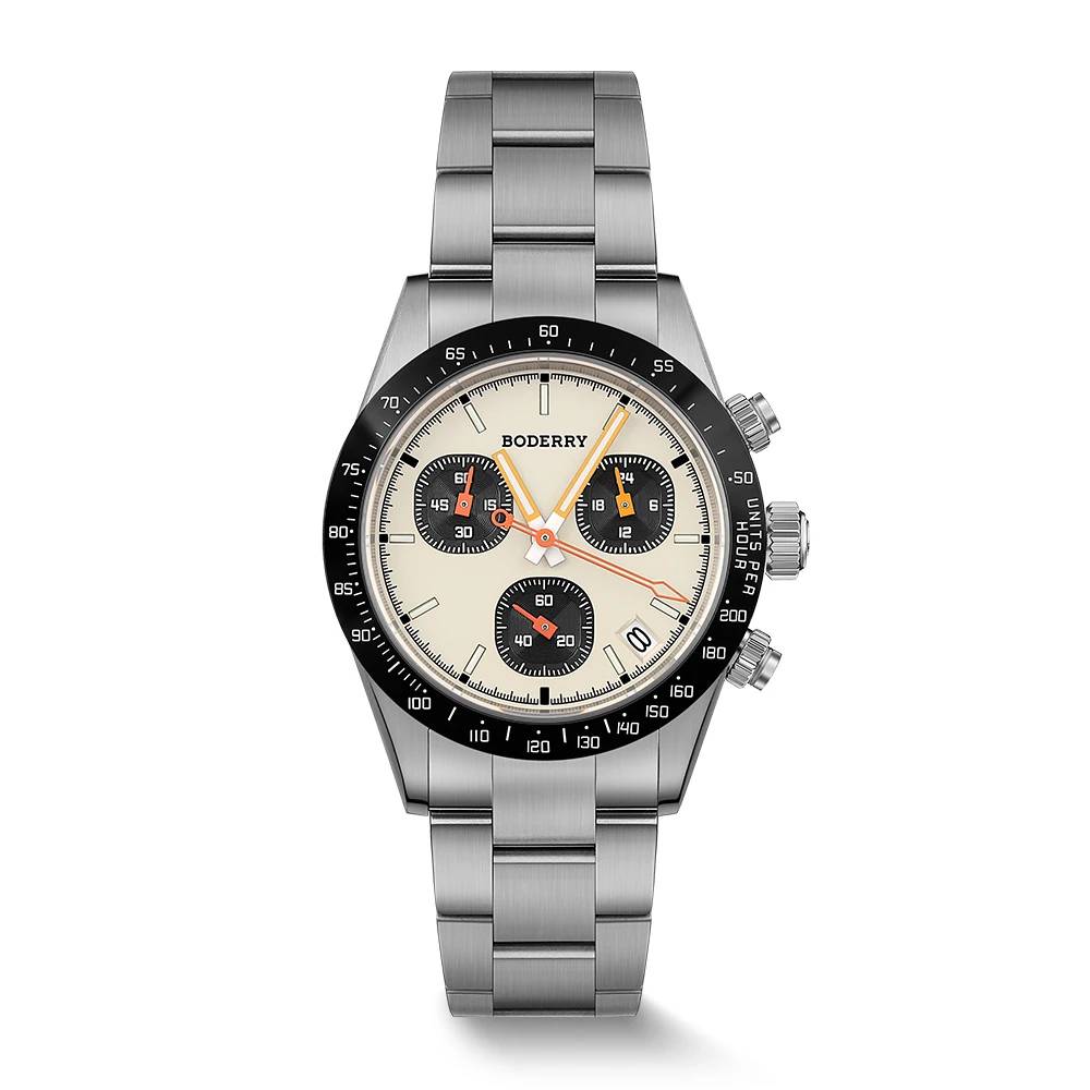 BODERRY GOLDACE BD-Q09 Chronograph Watch Collection – Lightweight Titanium Case, Ceramic Bezel, Mecha-Quartz Movement, Panda Dial Variants