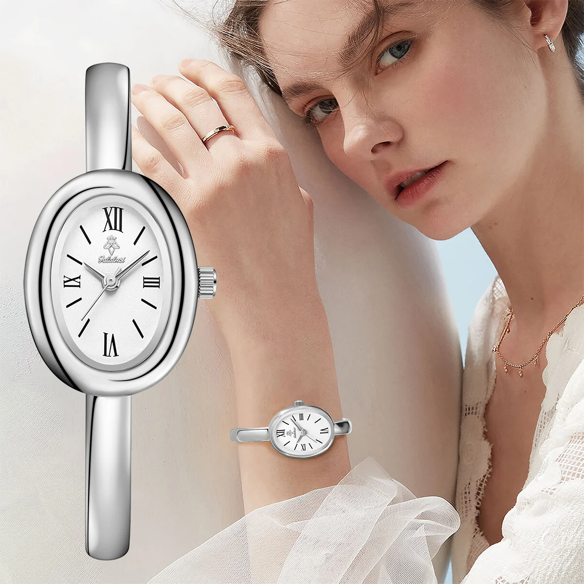 YaLaLuSi brand luxury bracelet model women's quartz watch, fashionable gold design style, simple dial, gift box, women's gift