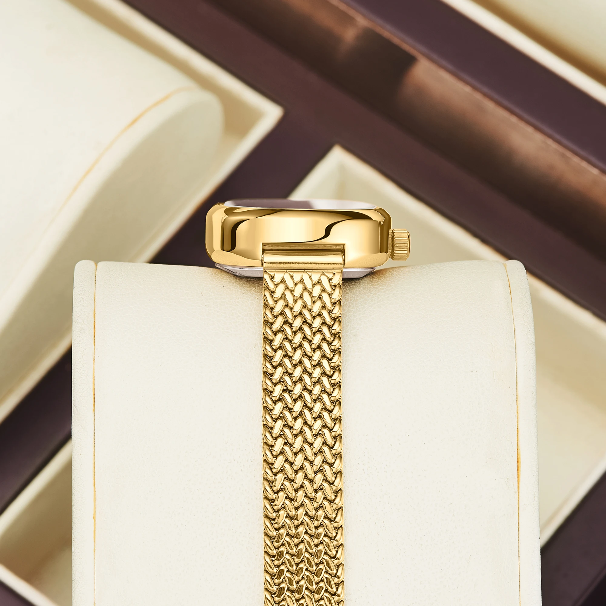 YaLaLuSi Brand Fashion Women's Quartz Watch Slim Metal Woven Strap Women's Watches Niche Trend Watches Gift Set