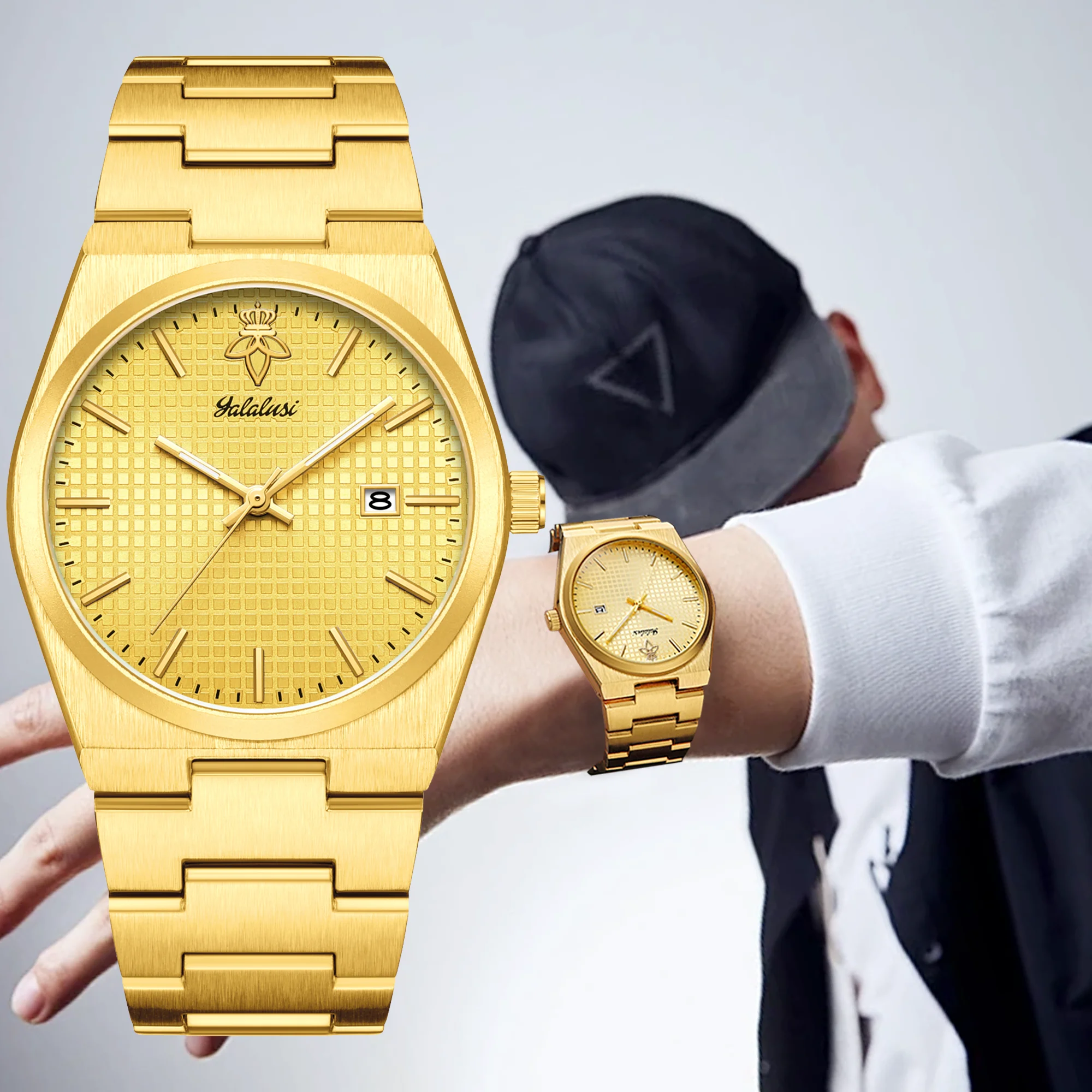 YaLaLuSi brand fashionable hot men's quartz watch simple retro models calendar display luminous pointer gift box men's gifts