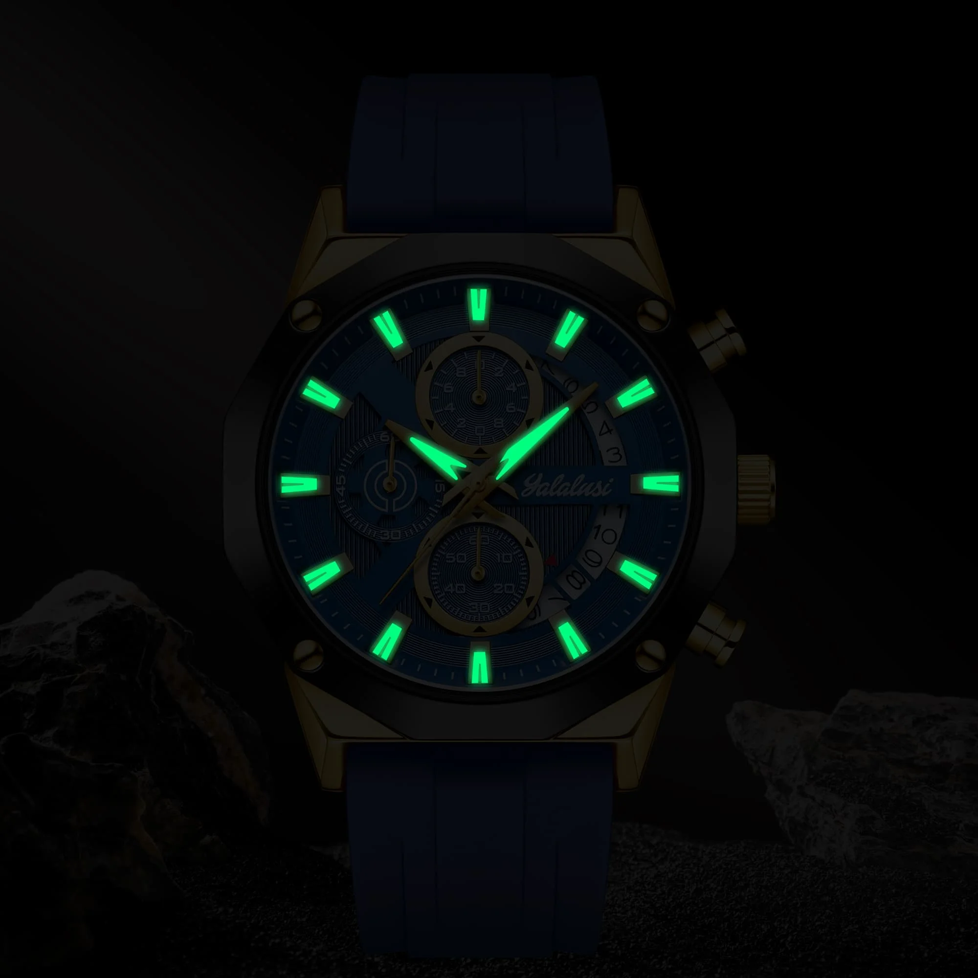 YaLaLuSi brand domineering men's quartz watch polygonal design case personalized luxury multifunction men's gift