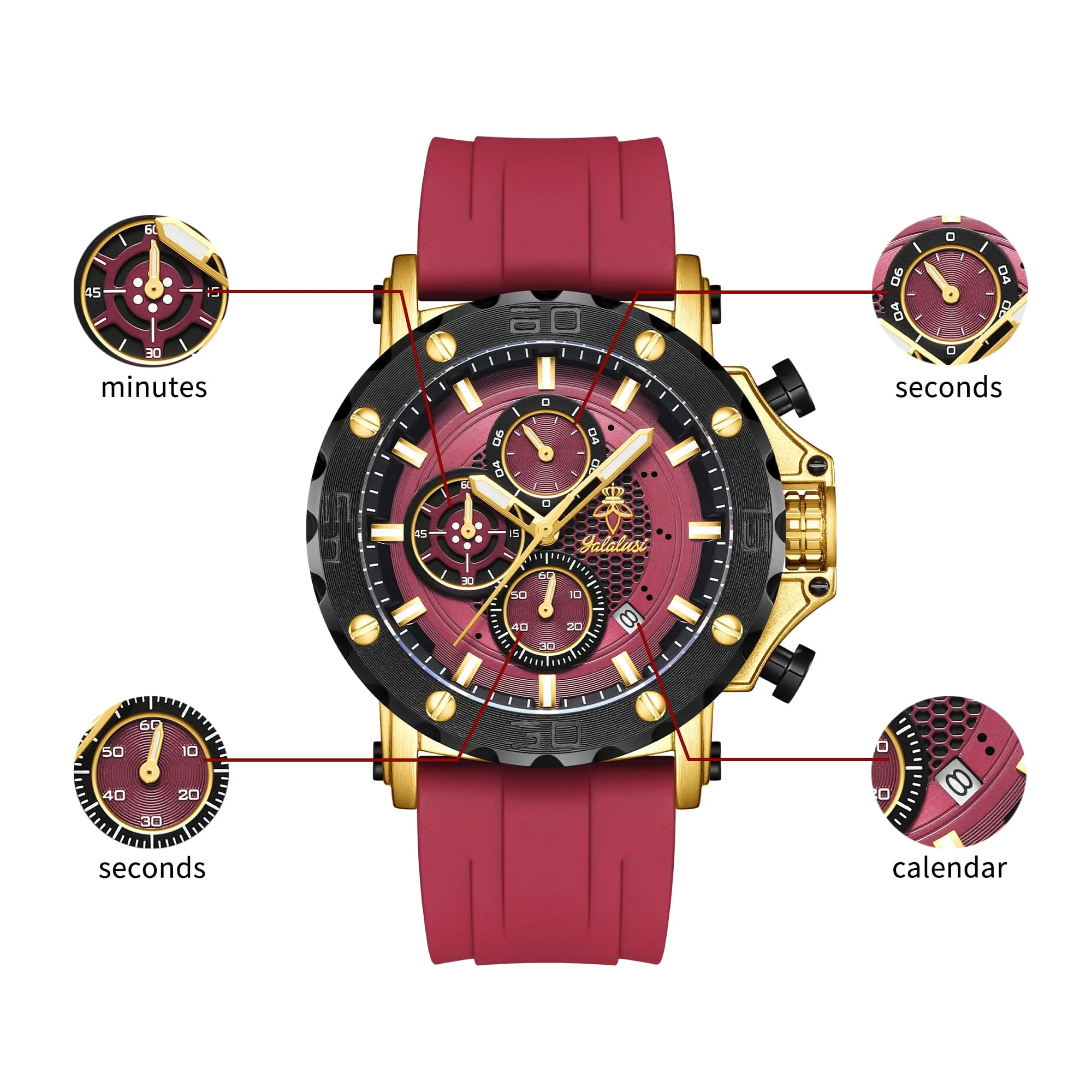 YaLaLuSi men's multifunctional fashion quartz watch, personalized and cool. Daily commute, fashion party, gift