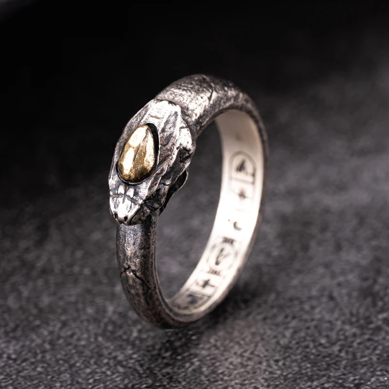 Darkness Apophis Snake Vintage   925 Sterling Silver Ring Fashion Tail Ring Index Ring Jewelry