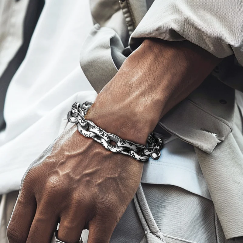 Runes of Seven Realms bracelet for men stainless steel  fashion Jewelry