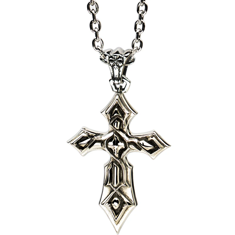 Cross stainless steel necklace for men Thorns Punk vintage style fashion jewelry