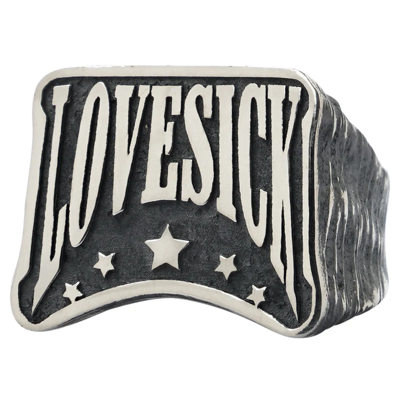 Love Sick Words sterling Silver Ring Male Ins Fashion Jewelry